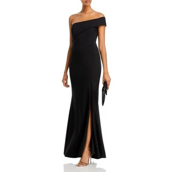 Aqua Formals Black Off The Shoulder Gown Maxi Dress, size 0, NWT - Picture 1 of 11
